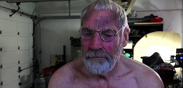  Bearded big dick grandpa shoving teeny in garage